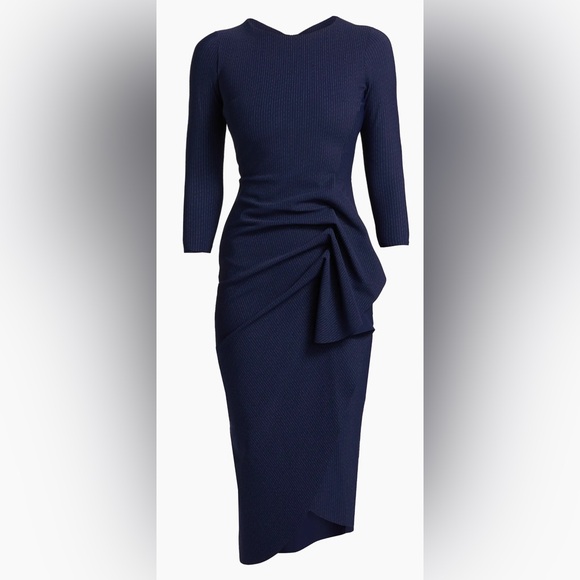 Chiara Boni Sz 4 Le petite robe Midnight Blue Long Sleeve midi dress new - Picture 1 of 13